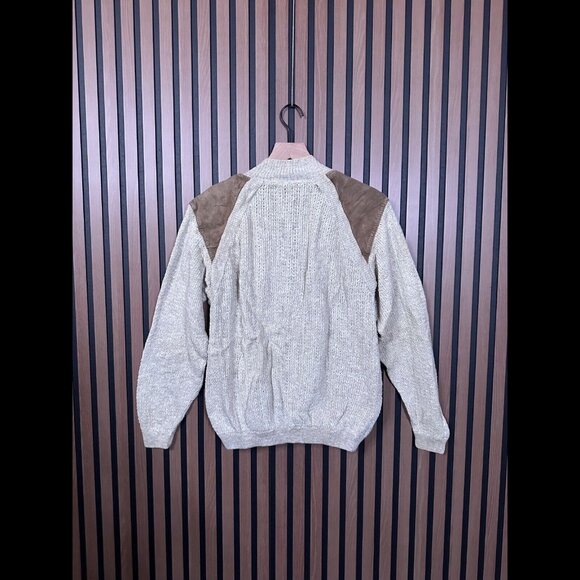 Vintage Bally Medium / Large Beige Leather Suede Trim Linen Crotchet 3 Buttomn - Picture 2 of 6